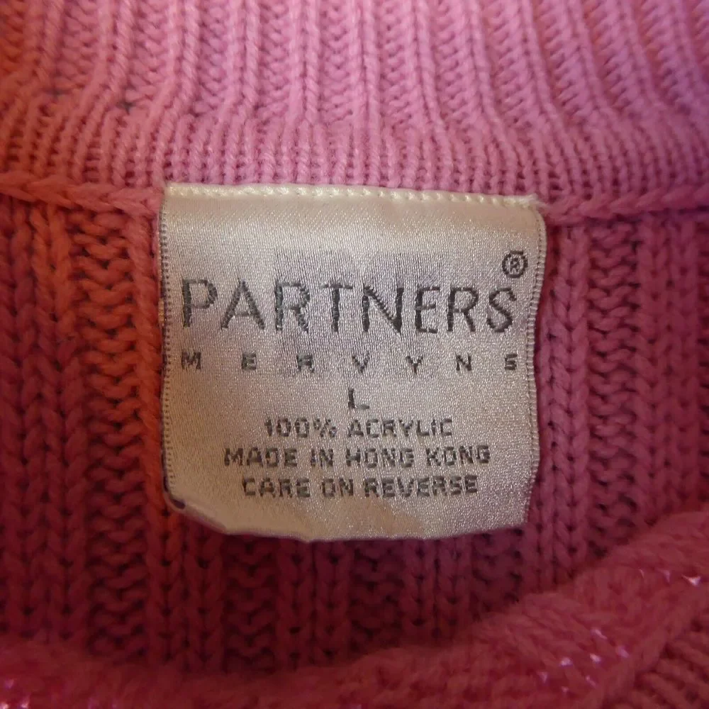 Vintage Partners by Mervyn's Sweater  Women's Large Pink Cable Knit Pullover